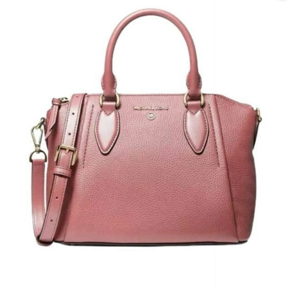 Michael Kors Sienna Medium Messenger, Rose, Pebbled Leather Satchel